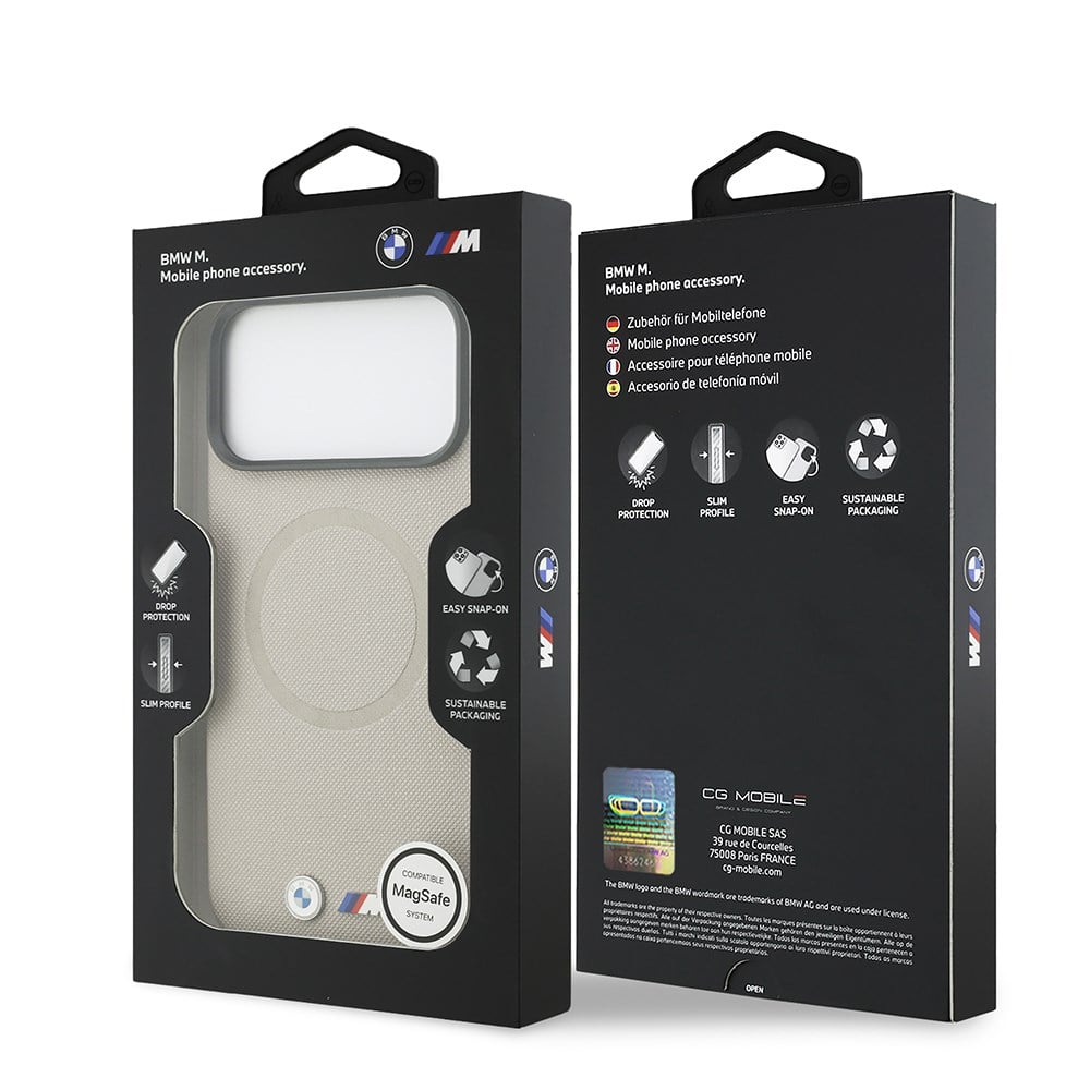 Apple iPhone 17 Pro Max Kılıf BMW Orjinal Lisanslı M-safe Şarj Özellikli Metal Logolu Delikli M Dizayn Deri Kapak