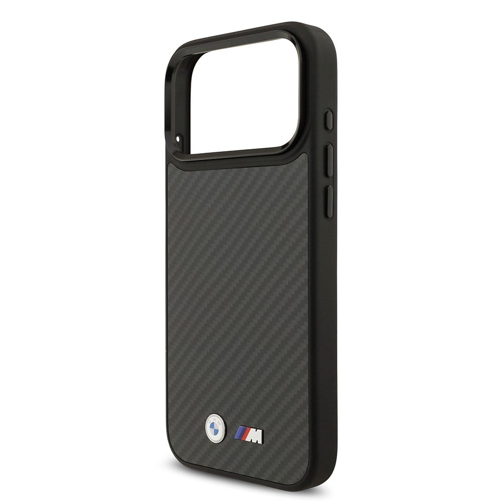 Apple iPhone 17 Pro Max Kılıf BMW Orjinal Lisanslı M-safe Şarj Özellikli Karbon Fiber Metal Logolu Kapak