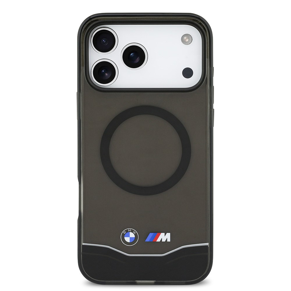Apple iPhone 17 Pro Max Kılıf BMW Orjinal Lisanslı M-safe Şarj Özellikli Metal Buton Tasarımlı Tranparan M Dizayn Kapak