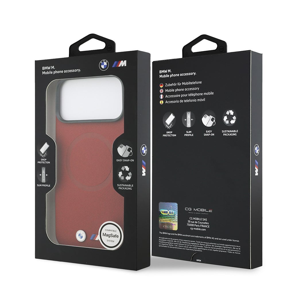 Apple iPhone 17 Pro Max Kılıf BMW Orjinal Lisanslı M-safe Şarj Özellikli Metal Logolu Delikli M Dizayn Deri Kapak