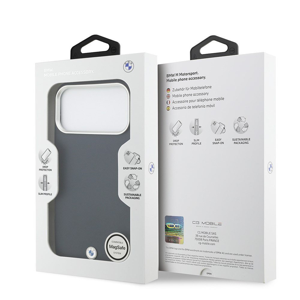 Apple iPhone 17 Pro Max Kılıf BMW Orjinal Lisanslı M-safe Şarj Özellikli Metal Logolu Tam Kaplama Deri Kapak