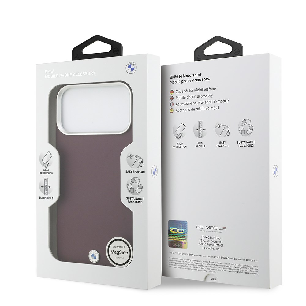 Apple iPhone 17 Pro Max Kılıf BMW Orjinal Lisanslı M-safe Şarj Özellikli Metal Logolu Tam Kaplama Deri Kapak