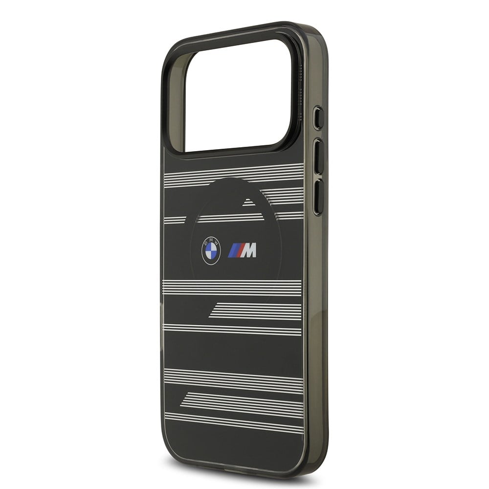 Apple iPhone 17 Pro Max Kılıf BMW Orjinal Lisanslı M-safe Şarj Özellikli Metal Kamera Butonlu Yatay Şeritli M Dizayn Kapak