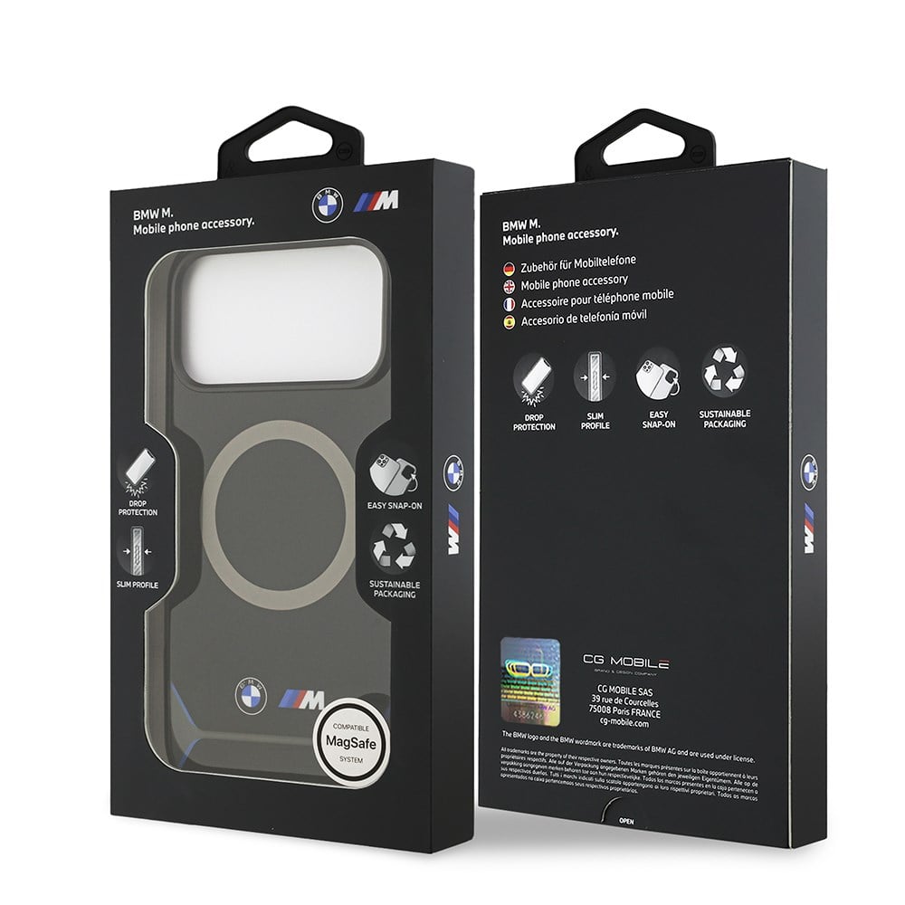Apple iPhone 17 Pro Max Kılıf BMW Orjinal Lisanslı M-safe Şarj Özellikli Metal Buton Tasarımlı IML Baskılı M Dizayn Kapak