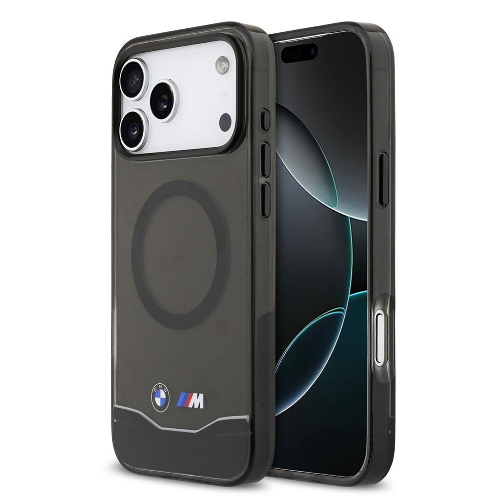 Apple iPhone 17 Pro Max Kılıf BMW Orjinal Lisanslı M-safe Şarj Özellikli Metal Buton Tasarımlı Tranparan M Dizayn Kapak