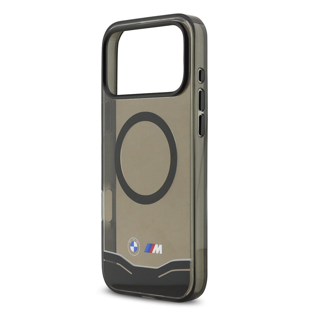 Apple iPhone 17 Pro Max Kılıf BMW Orjinal Lisanslı M-safe Şarj Özellikli Metal Buton Tasarımlı Tranparan M Dizayn Kapak