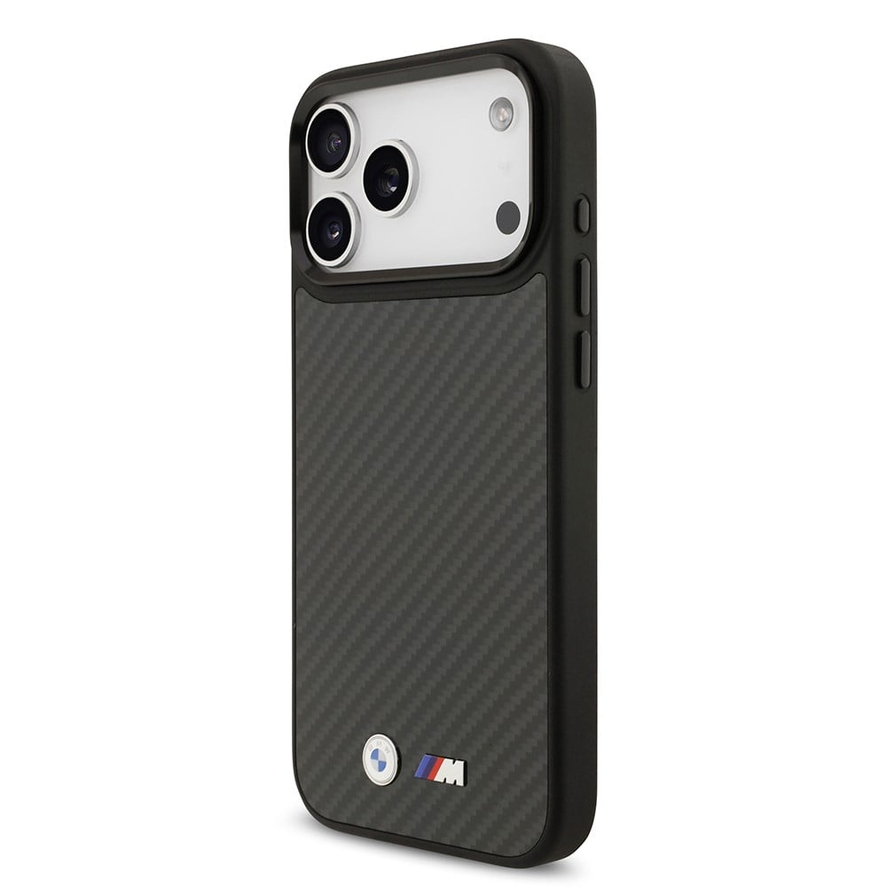 Apple iPhone 17 Pro Max Kılıf BMW Orjinal Lisanslı M-safe Şarj Özellikli Karbon Fiber Metal Logolu Kapak