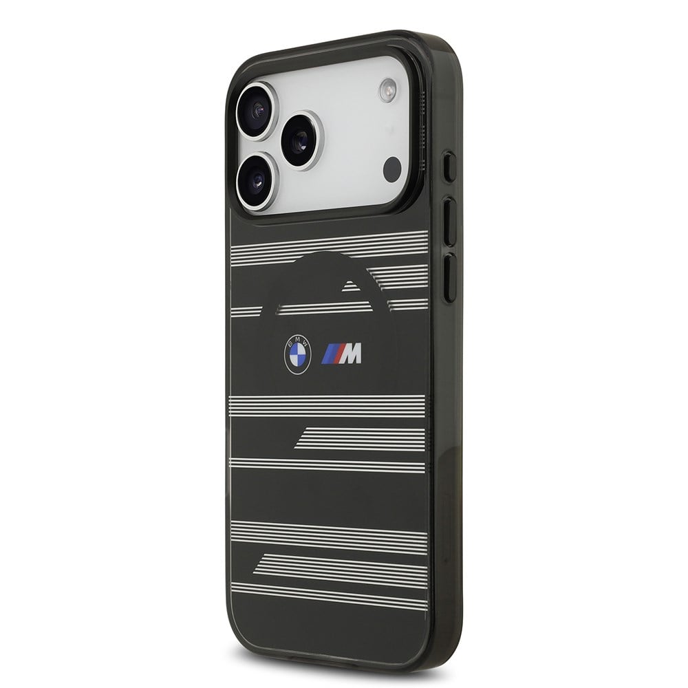 Apple iPhone 17 Pro Max Kılıf BMW Orjinal Lisanslı M-safe Şarj Özellikli Metal Kamera Butonlu Yatay Şeritli M Dizayn Kapak