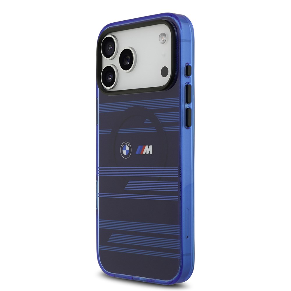 Apple iPhone 17 Pro Max Kılıf BMW Orjinal Lisanslı M-safe Şarj Özellikli Metal Kamera Butonlu Yatay Şeritli M Dizayn Kapak