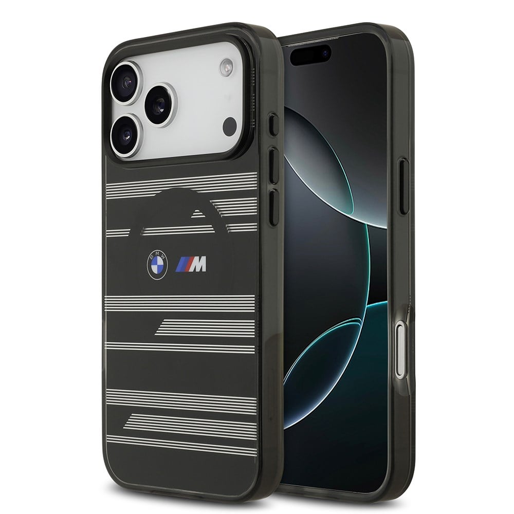 Apple iPhone 17 Pro Max Kılıf BMW Orjinal Lisanslı M-safe Şarj Özellikli Metal Kamera Butonlu Yatay Şeritli M Dizayn Kapak