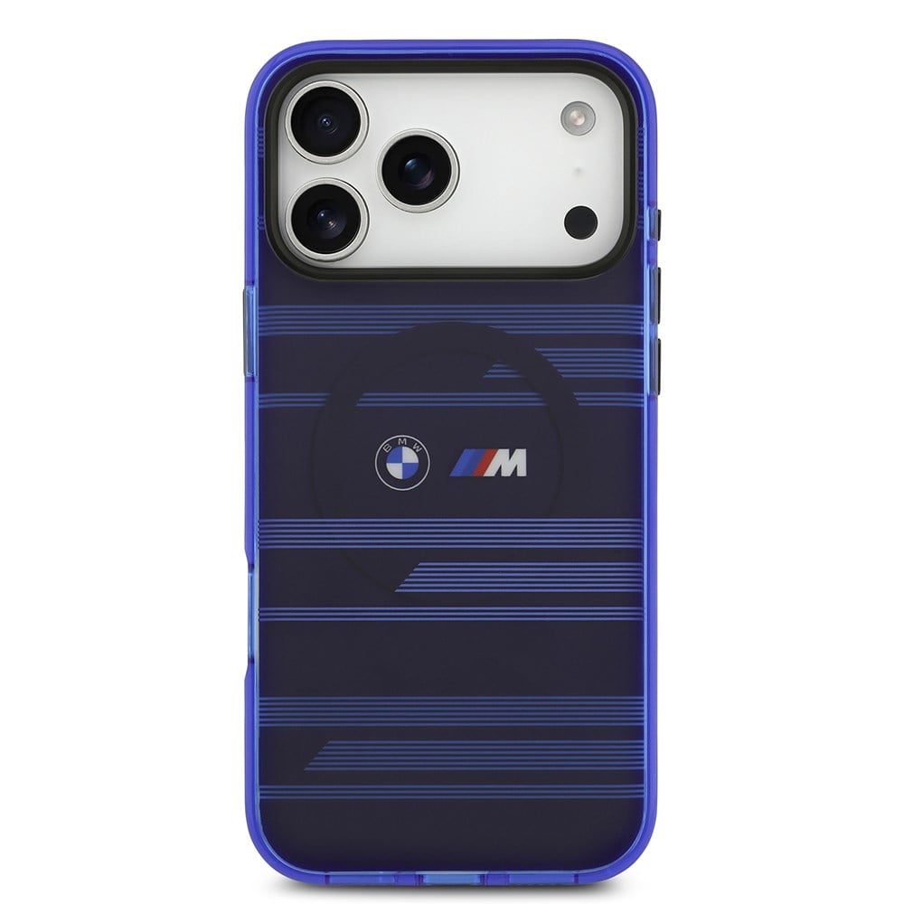 Apple iPhone 17 Pro Max Kılıf BMW Orjinal Lisanslı M-safe Şarj Özellikli Metal Kamera Butonlu Yatay Şeritli M Dizayn Kapak