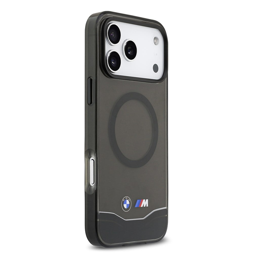Apple iPhone 17 Pro Max Kılıf BMW Orjinal Lisanslı M-safe Şarj Özellikli Metal Buton Tasarımlı Tranparan M Dizayn Kapak