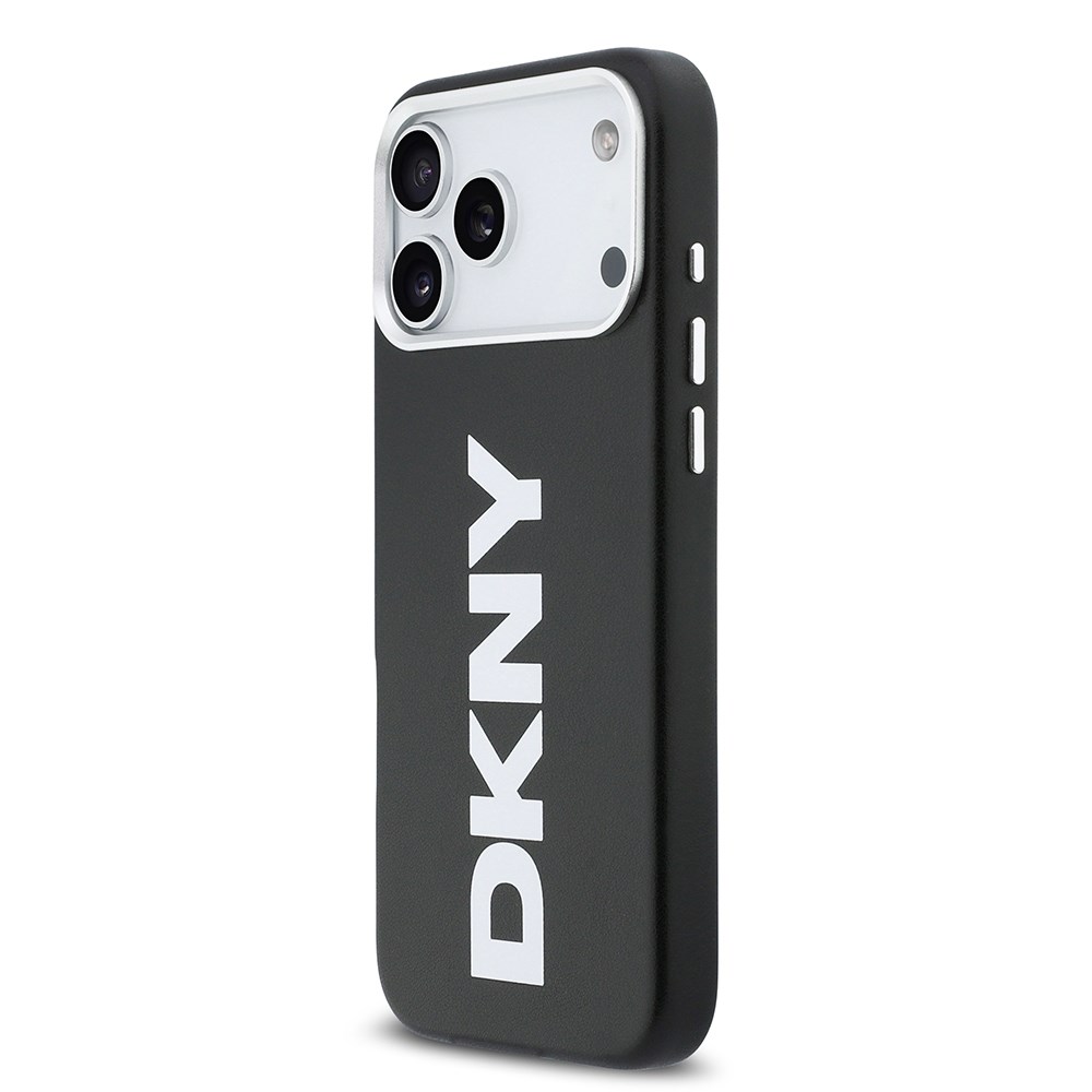 Apple iPhone 17 Pro Max Kılıf DKNY Orjinal Lisanslı M-safe Şarj Özellikli PU Büyük Dikey Logolu Kapak