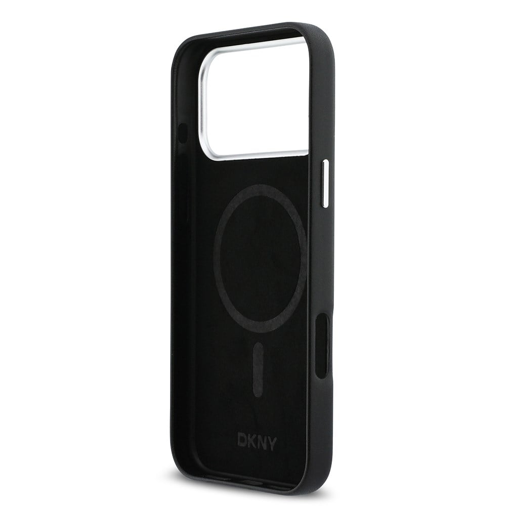 Apple iPhone 17 Pro Max Kılıf DKNY Orjinal Lisanslı M-safe Şarj Özellikli 3D Yazılı Grid Pattern Kapak