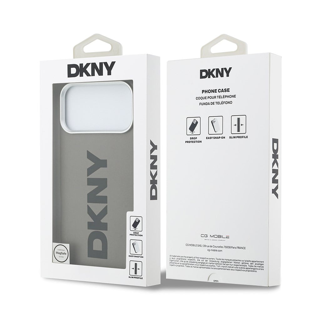 Apple iPhone 17 Pro Max Kılıf DKNY Orjinal Lisanslı M-safe Şarj Özellikli PU Büyük Dikey Logolu Kapak