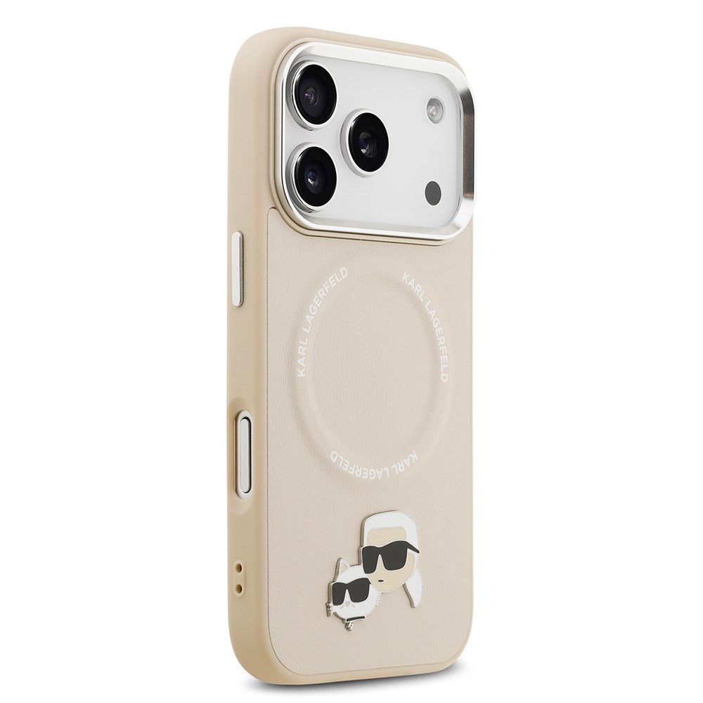 Apple iPhone 17 Pro Max Kılıf Karl Lagerfeld Orjinal Lisanslı M-safe Şarj Özellikli Metal Kamera ve Buton Tasarımlı K&C PU Deri Kapak