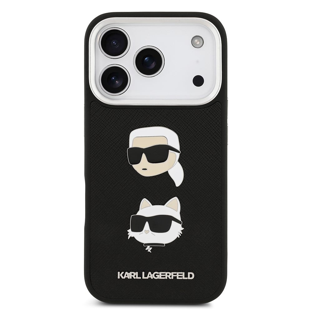 Apple iPhone 17 Pro Max Kılıf Karl Lagerfeld Orjinal Lisanslı Metal Logolu K&C Heads Pin Kapak