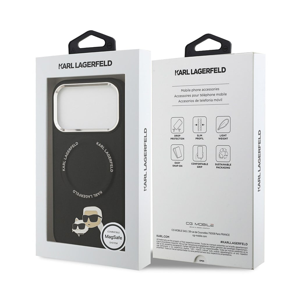 Apple iPhone 17 Pro Max Kılıf Karl Lagerfeld Orjinal Lisanslı M-safe Şarj Özellikli Metal Kamera ve Buton Tasarımlı K&C PU Deri Kapak