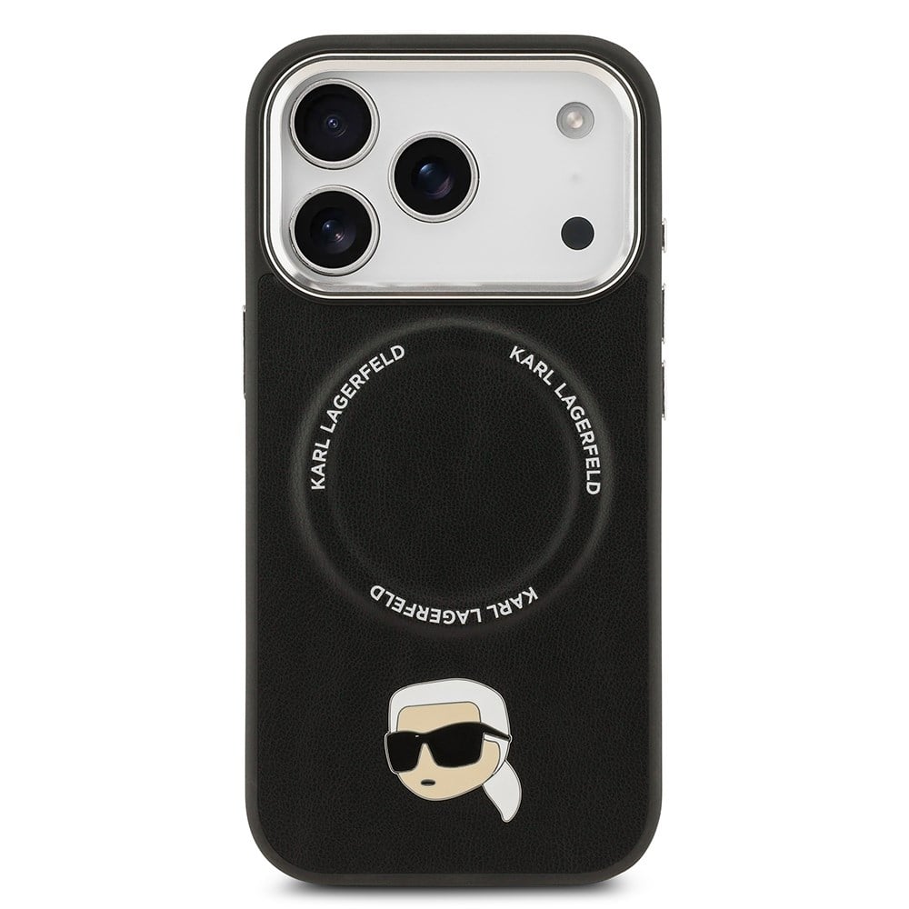 Apple iPhone 17 Pro Max Kılıf Karl Lagerfeld Orjinal Lisanslı M-safe Şarj Özellikli Metal Kamera ve Buton Tasarımlı Karl PU Deri Kapak