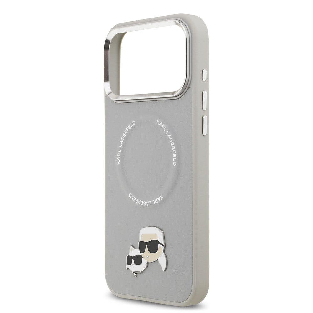 Apple iPhone 17 Pro Max Kılıf Karl Lagerfeld Orjinal Lisanslı M-safe Şarj Özellikli Metal Kamera ve Buton Tasarımlı K&C PU Deri Kapak