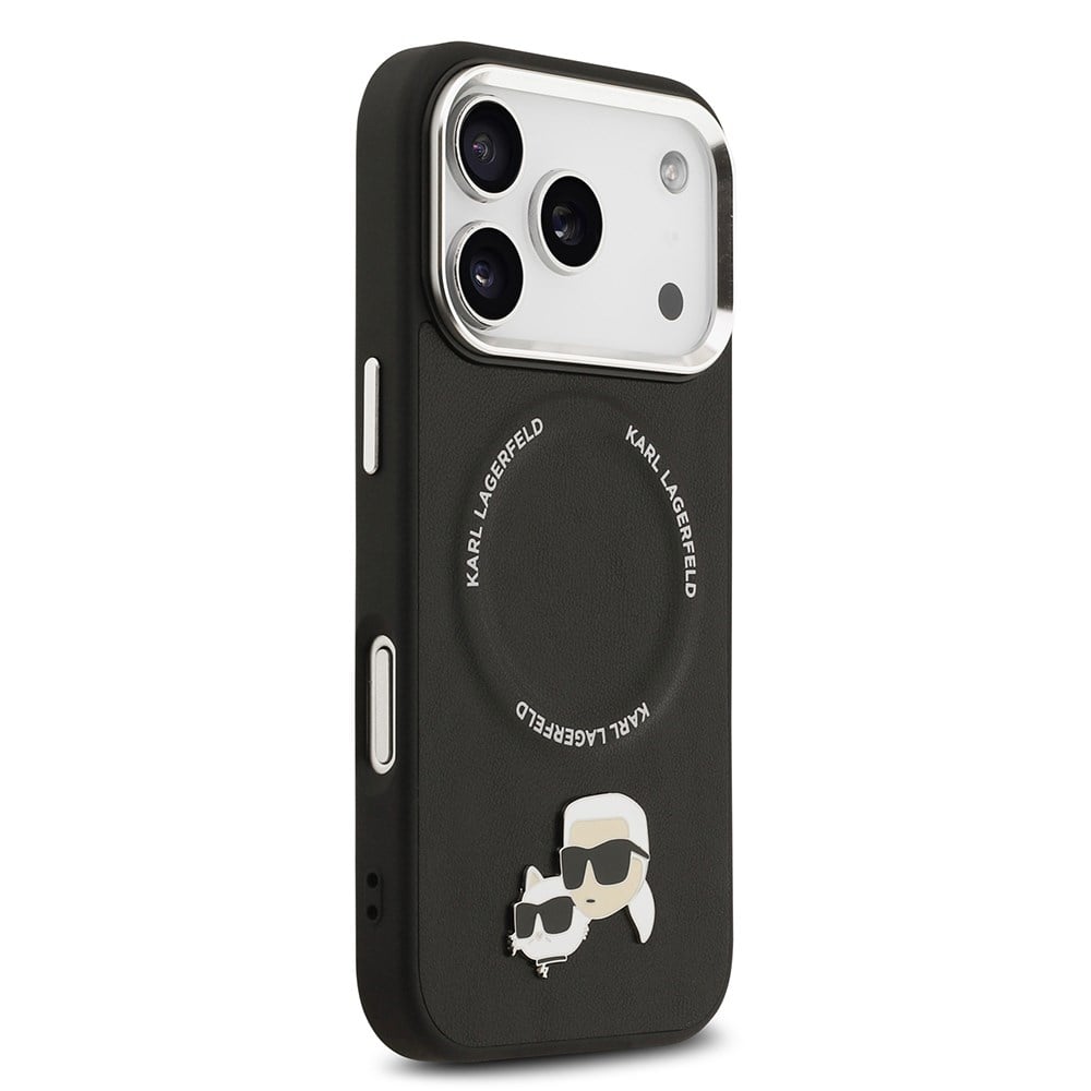 Apple iPhone 17 Pro Max Kılıf Karl Lagerfeld Orjinal Lisanslı M-safe Şarj Özellikli Metal Kamera ve Buton Tasarımlı K&C PU Deri Kapak