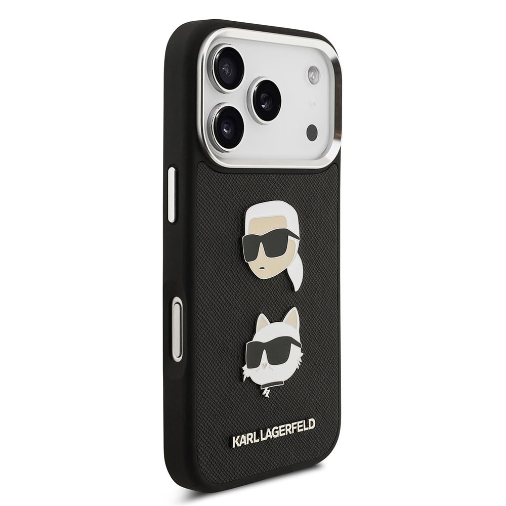 Apple iPhone 17 Pro Max Kılıf Karl Lagerfeld Orjinal Lisanslı Metal Logolu K&C Heads Pin Kapak