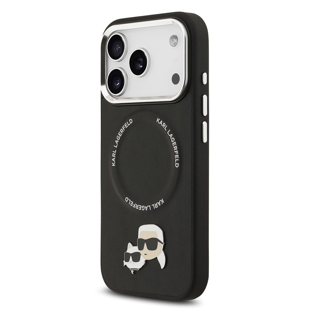 Apple iPhone 17 Pro Max Kılıf Karl Lagerfeld Orjinal Lisanslı M-safe Şarj Özellikli Metal Kamera ve Buton Tasarımlı K&C PU Deri Kapak