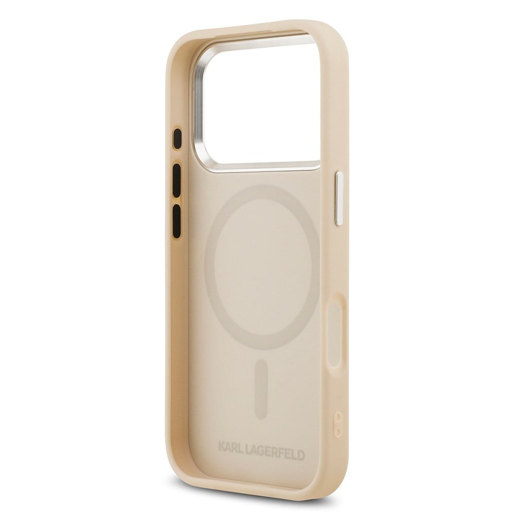Apple iPhone 17 Pro Max Kılıf Karl Lagerfeld Orjinal Lisanslı M-safe Şarj Özellikli Metal Kamera ve Buton Tasarımlı K&C PU Deri Kapak