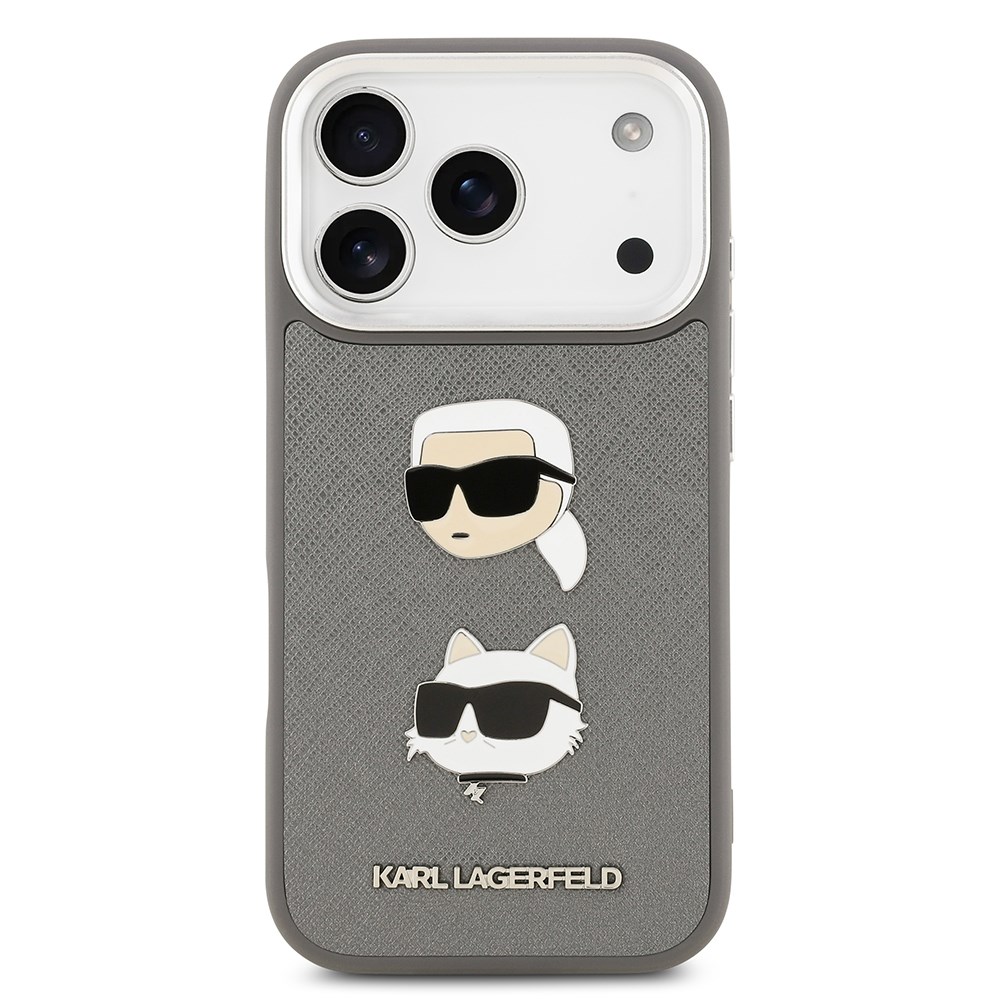 Apple iPhone 17 Pro Max Kılıf Karl Lagerfeld Orjinal Lisanslı Metal Logolu K&C Heads Pin Kapak