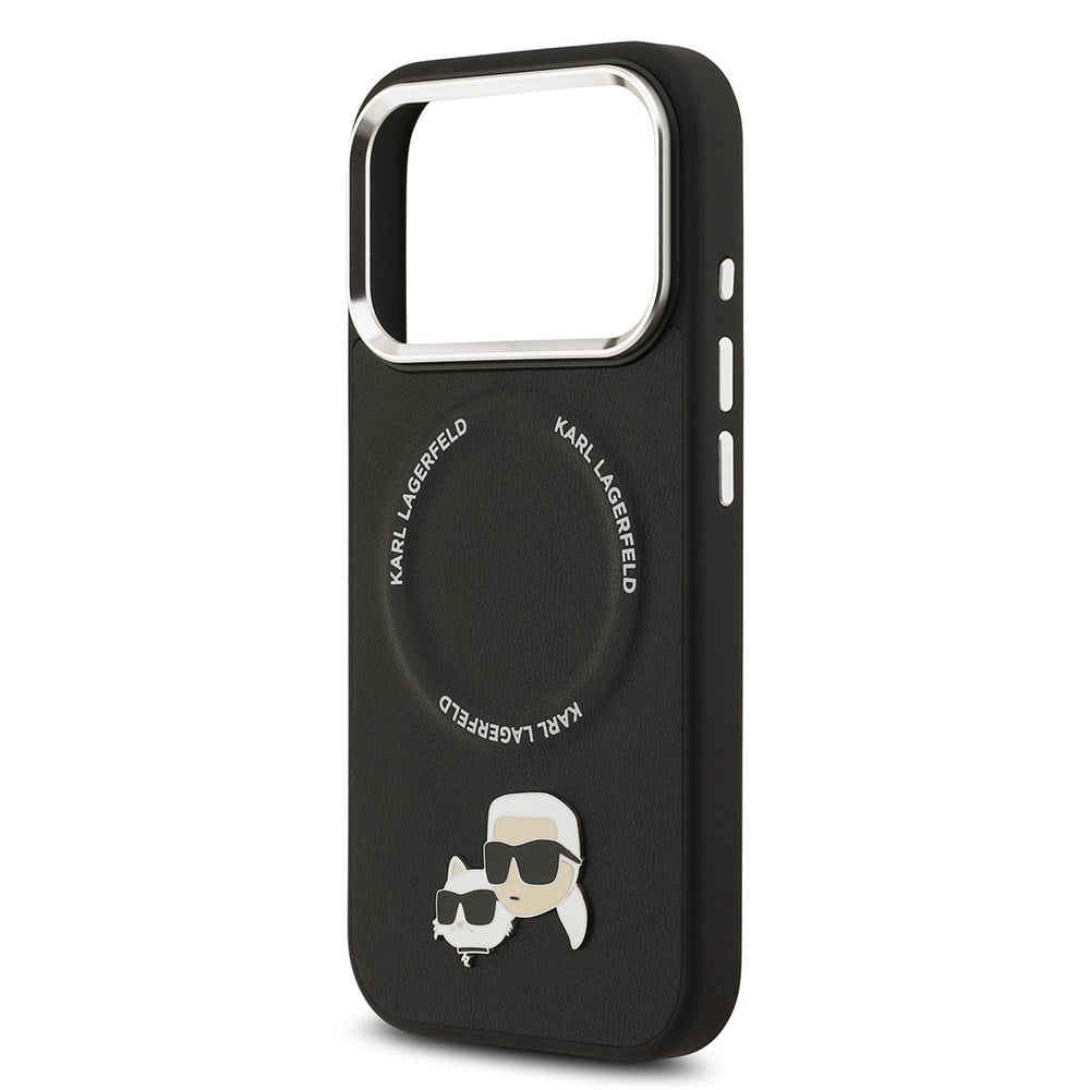 Apple iPhone 17 Pro Max Kılıf Karl Lagerfeld Orjinal Lisanslı M-safe Şarj Özellikli Metal Kamera ve Buton Tasarımlı K&C PU Deri Kapak