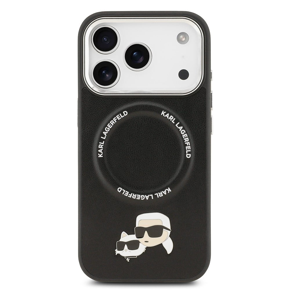 Apple iPhone 17 Pro Max Kılıf Karl Lagerfeld Orjinal Lisanslı M-safe Şarj Özellikli Metal Kamera ve Buton Tasarımlı K&C PU Deri Kapak
