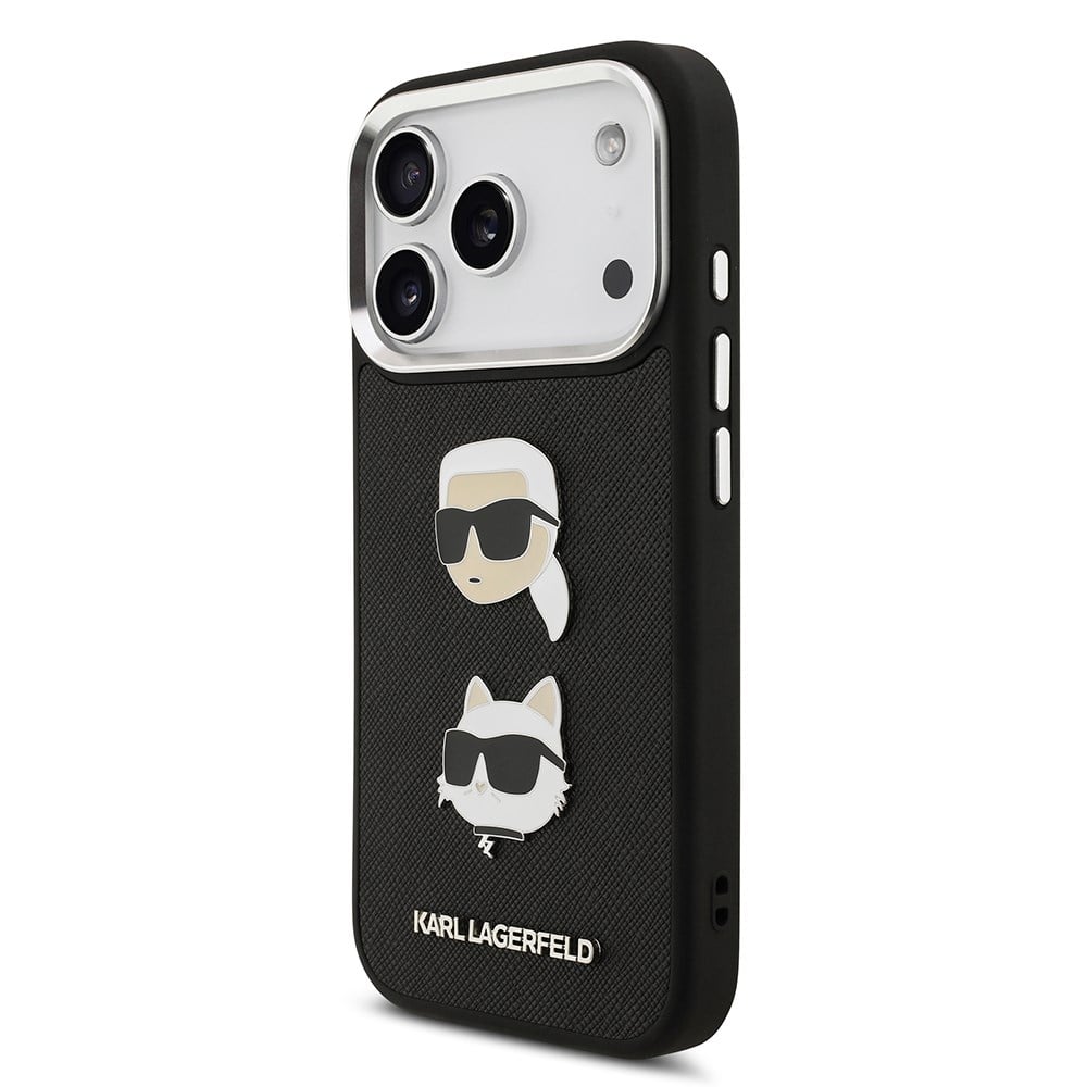 Apple iPhone 17 Pro Max Kılıf Karl Lagerfeld Orjinal Lisanslı Metal Logolu K&C Heads Pin Kapak