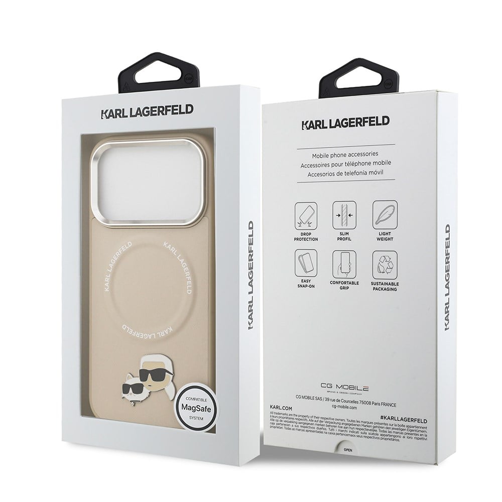 Apple iPhone 17 Pro Max Kılıf Karl Lagerfeld Orjinal Lisanslı M-safe Şarj Özellikli Metal Kamera ve Buton Tasarımlı K&C PU Deri Kapak