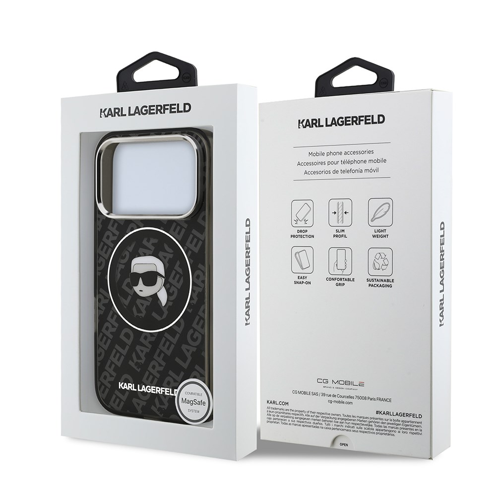 Apple iPhone 17 Pro Max Kılıf Karl Lagerfeld Orjinal Lisanslı IML Baskılı KL Heads Kapak