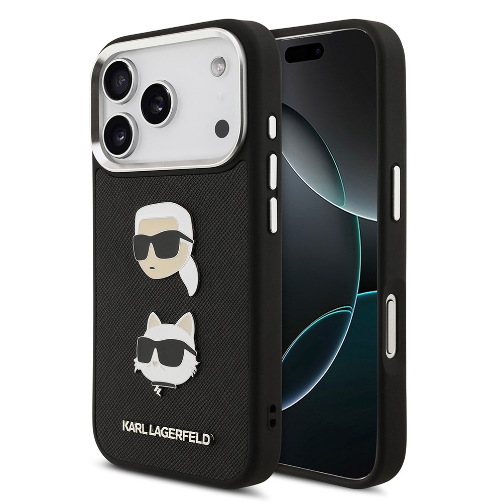 Apple iPhone 17 Pro Max Kılıf Karl Lagerfeld Orjinal Lisanslı Metal Logolu K&C Heads Pin Kapak