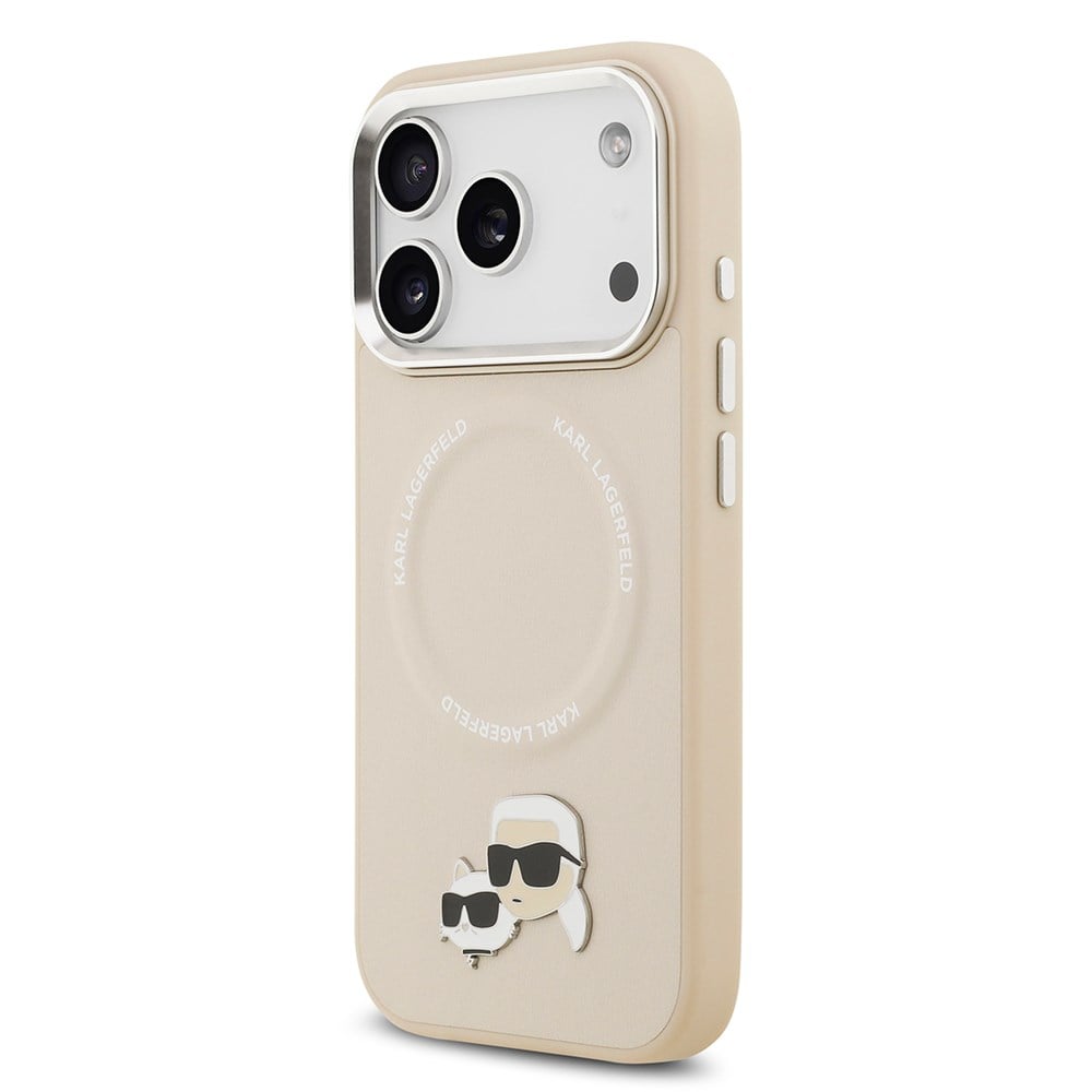Apple iPhone 17 Pro Max Kılıf Karl Lagerfeld Orjinal Lisanslı M-safe Şarj Özellikli Metal Kamera ve Buton Tasarımlı K&C PU Deri Kapak