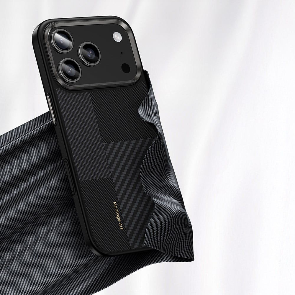 Apple iPhone 17 Pro Max Kılıf M-safe Şarj Özellikli Karbon Fiber Benks Montage Hybrid ArmorPro Kevlar Kapak
