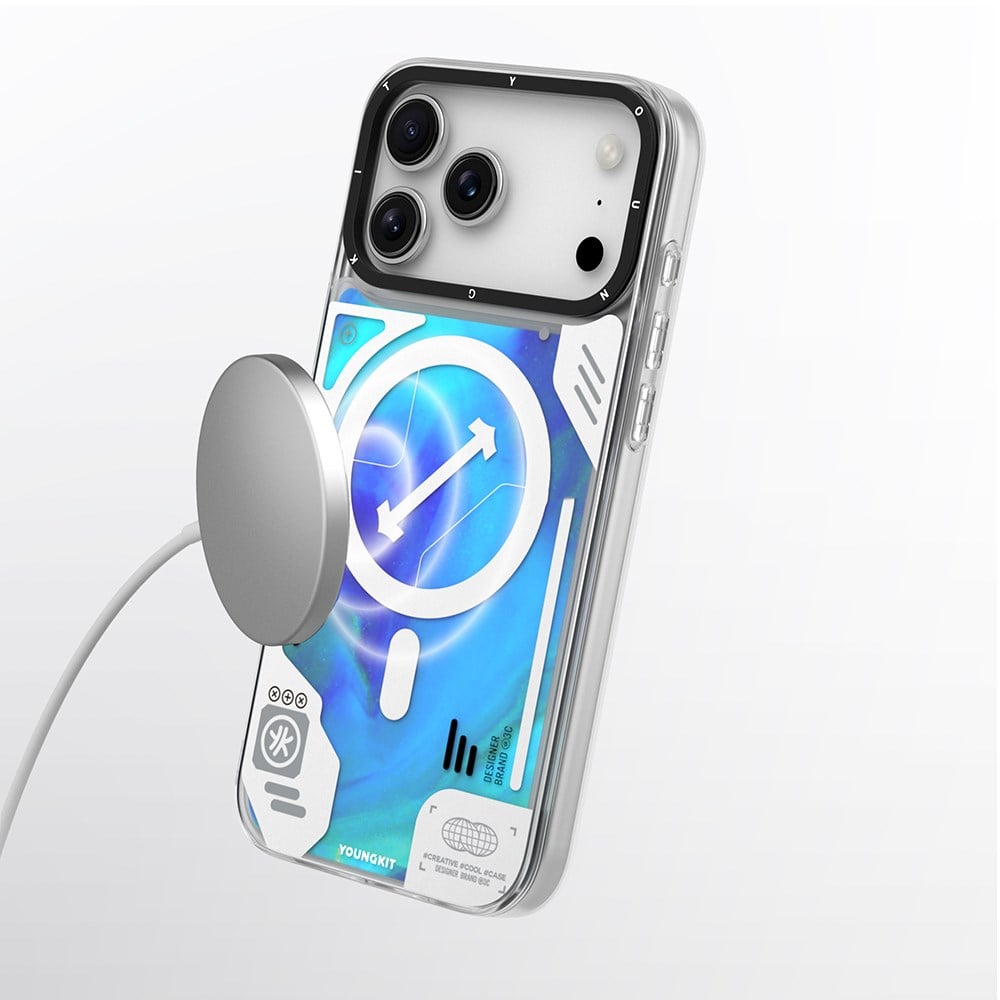 Apple iPhone 17 Pro Max Kılıf M-safe Şarj Özellikli Parlak Kumlu Sıvılı Tasarımlı Galaxy Fantasy Serisi Kapak