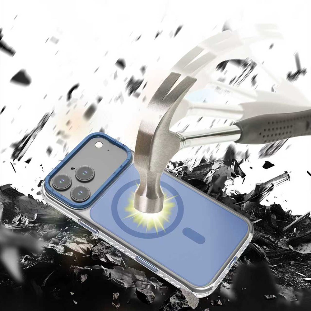 Apple iPhone 17 Pro Max Kılıf M-safe Şarj Özellikli Metal Kamera Çerçeveli Airbag Tasarımlı Lenyes CK221 Sert PC Kapak
