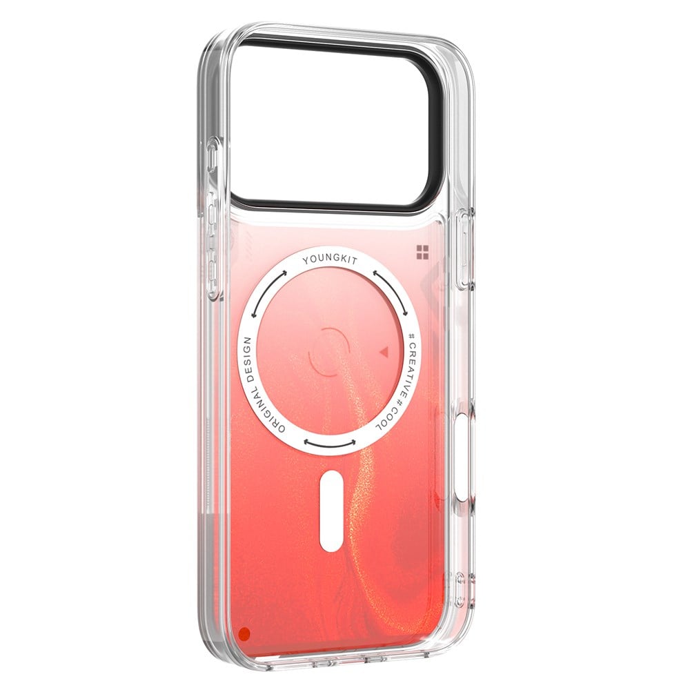 Apple iPhone 17 Pro Max Kılıf M-safe Şarj Özellikli Parlak Kumlu Sıvılı Tasarımlı Galaxy Fantasy Serisi Kapak