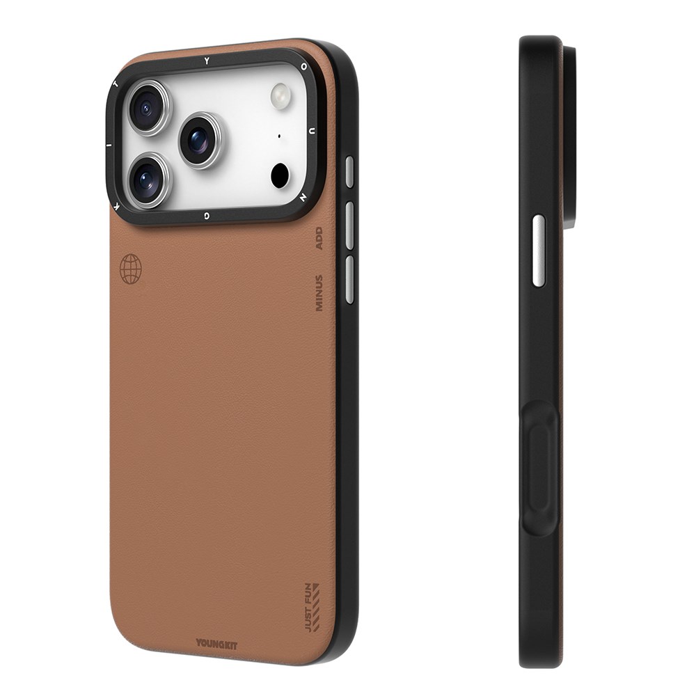 Apple iPhone 17 Pro Max Kılıf M-safe Şarj Özellikli Basit Mat Deri Desenli Youngkit Tech Fashion Serisi Kapak