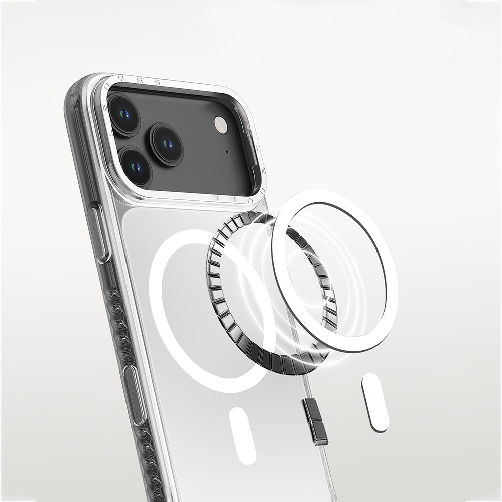 Apple iPhone 17 Pro Max Kılıf M-safe Şarj Özellikli Metal Kamera Çerçeveli Airbag Tasarımlı Lenyes CK221 Sert PC Kapak