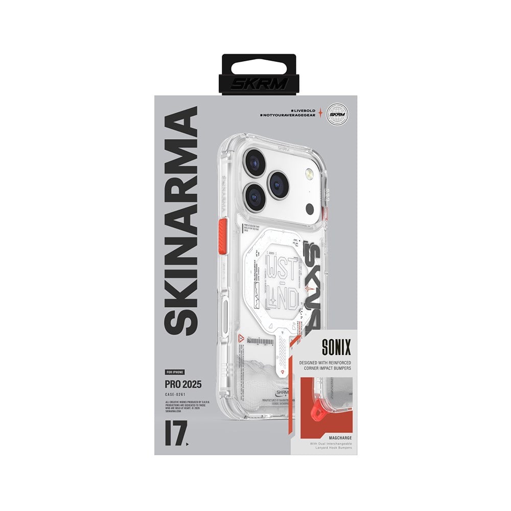 Apple iPhone 17 Pro Max Kılıf M-safe Şarj Özellikli Yazı Desenli Airbag Tasarımlı Skinarma Sonix Kapak