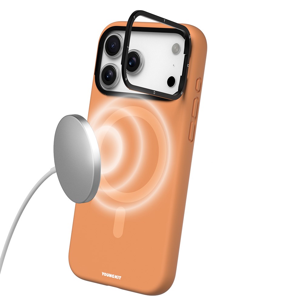 Apple iPhone 17 Pro Max Kılıf M-Safe Şarj Özellikli Kamera Standlı Youngkit Gel Cream Serisi Kapak