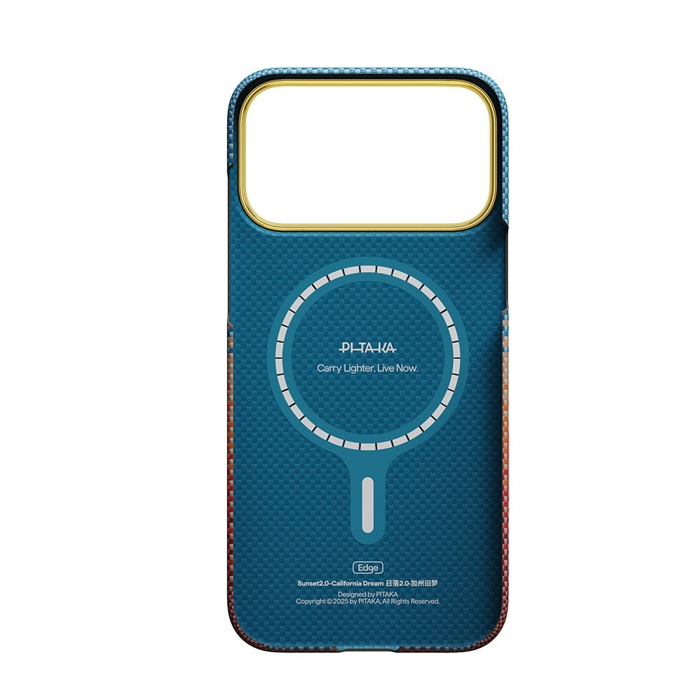 Apple iPhone 17 Pro Max Kılıf M-safe Şarj Özellikli Aramid Fiber Pitaka Sunset 2.0 California Dream Serisi Kapak