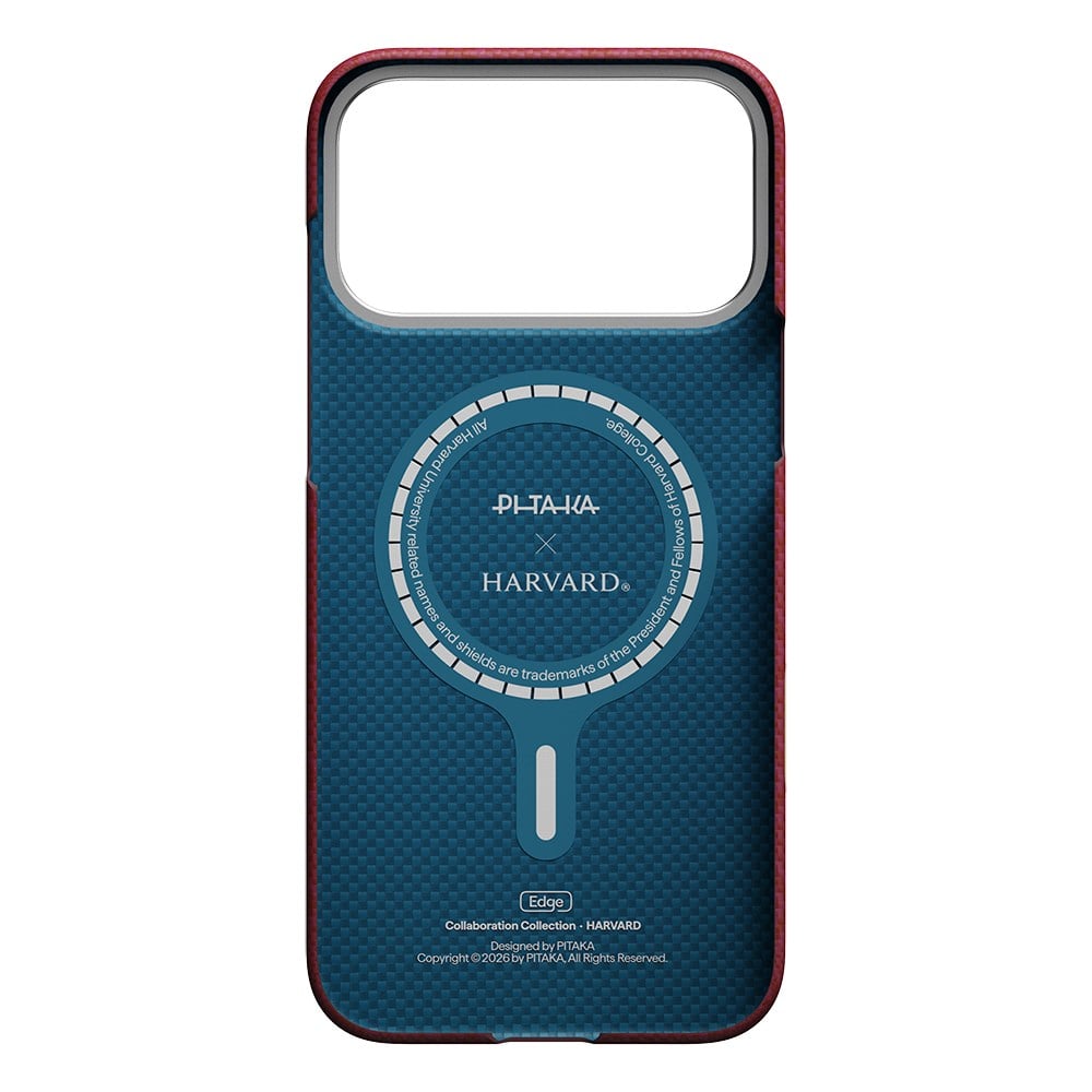 Apple iPhone 17 Pro Max Kılıf M-safe Şarj Özellikli Aramid Fiber Pitaka Harvard University Serisi Kapak