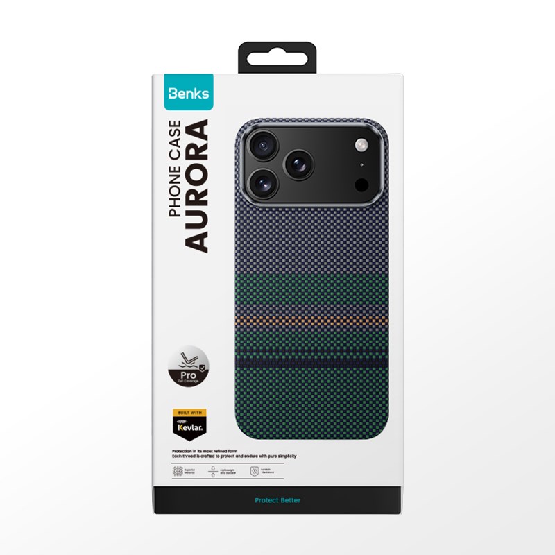 Apple iPhone 17 Pro Max Kılıf M-safe Şarj Özellikli Karbon Fiber Tasarımlı Benks Aurora ArmorPro Kevlar Kapak