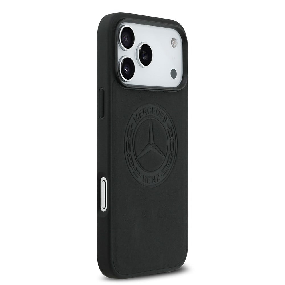 Apple iPhone 17 Pro Max Kılıf Mercedes Benz Orjinal Lisanslı M-safe Şarj Özellikli Hakiki Deri Nostaljik Yıldız Dizayn Kapak