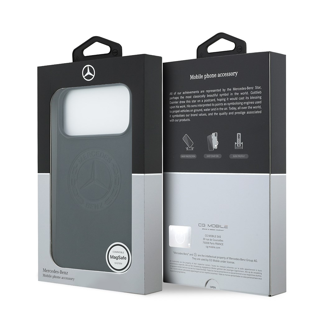 Apple iPhone 17 Pro Max Kılıf Mercedes Benz Orjinal Lisanslı M-safe Şarj Özellikli Hakiki Deri Nostaljik Yıldız Dizayn Kapak