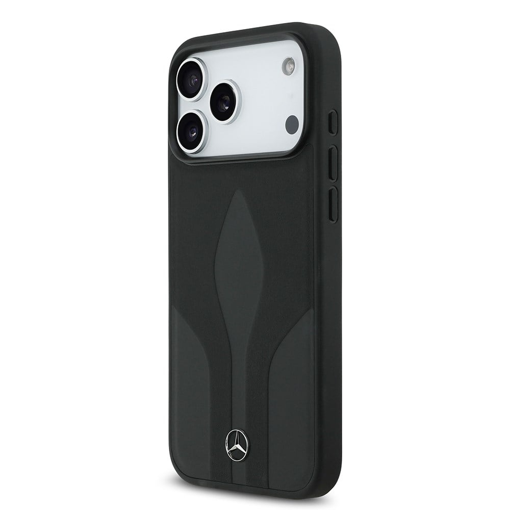 Apple iPhone 17 Pro Max Kılıf Mercedes Benz Orjinal Lisanslı M-safe Şarj Özellikli Dokulu Desenli Deri Kapak